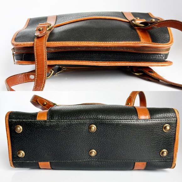 Vintage Dooney & Bourke Shoulder Bag Black All Weather Leather Tan Trim … - Picture 8 of 10